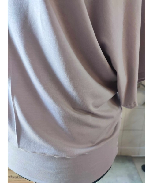 Bluzka kimonowa z dekoltem w łódkę - kolor szary popielaty